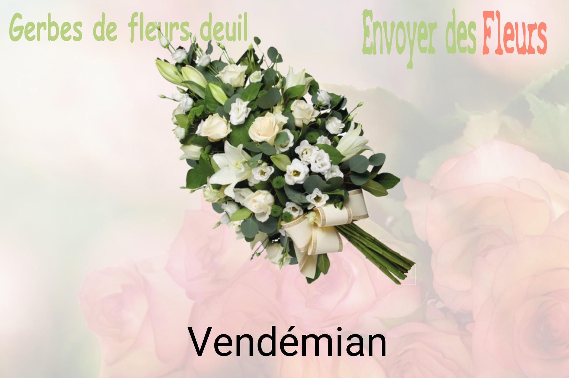 Gerbe de fleurs de deuil livrée à Vendémian